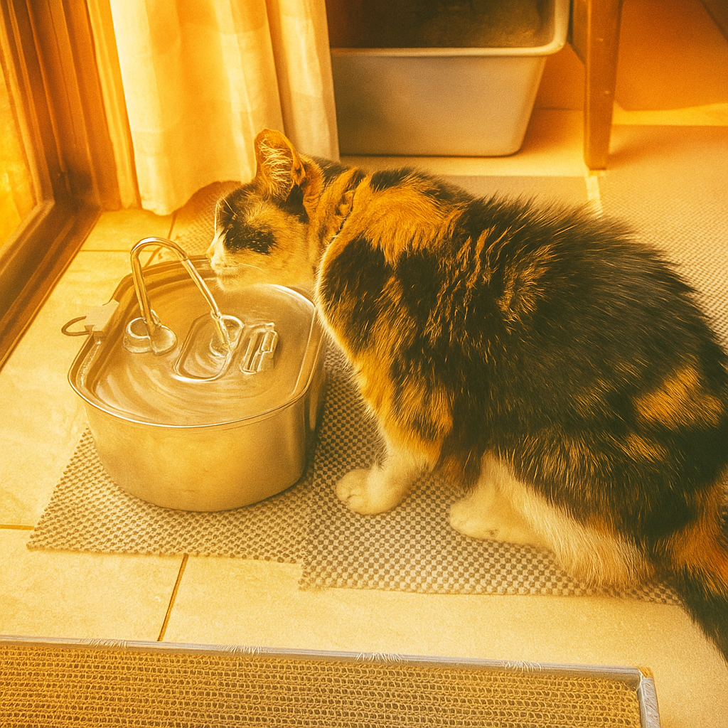 Two cats at the fountain